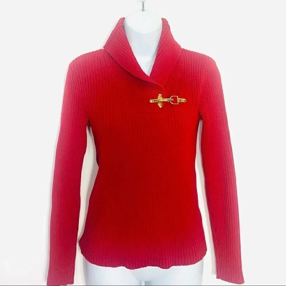 Vintage Ralph Lauren Black Label Red Holiday Cotton Sweater